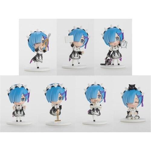 Kawaii Anime Re:Life in a different world from zero Rem Maid Ver. PVC Action Figure Collectible Model Kids Toys Doll 7pcs/set