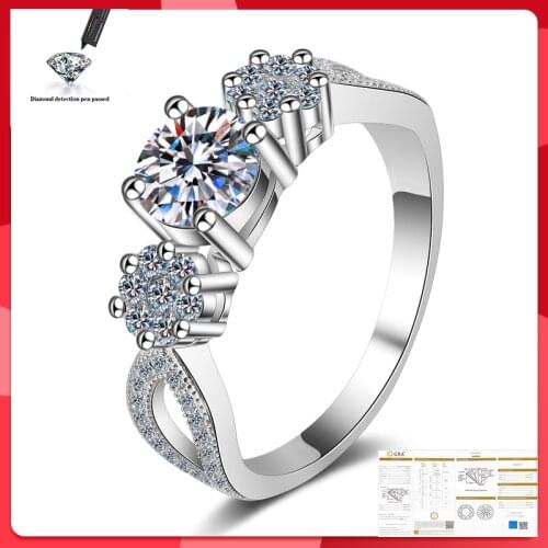 Original Moissanite Ring 100% S925 Sterling Silver Wedding Party Valentines Day 0.8CT D Color VVS1 High Quality Ring