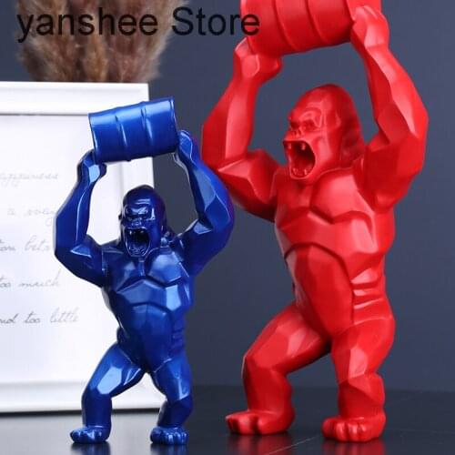 Creative King Kong, resin statue, decorative art, animal simulation crafts, cube facade, sculpture, 28cm model, home decoration
