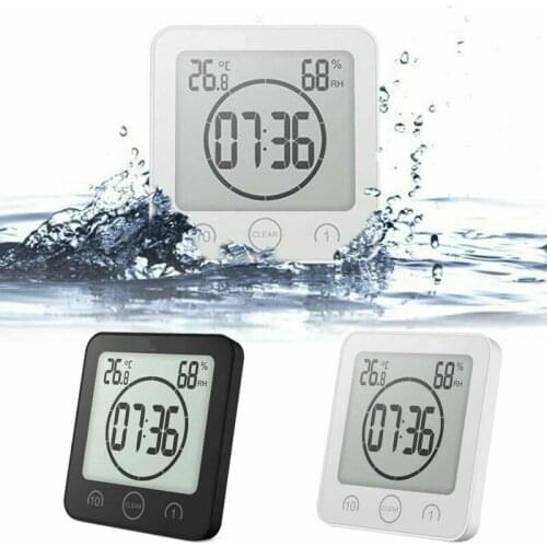LCD Waterproof Digital Wall Clock Shower Suction Wall Stand Alarm Bathroom Clocks Timer Tempe Humidity Station for Home Decor