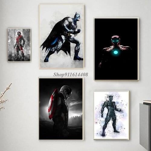 Marvel Movie Canvas Painting Avengers Spiderman Batman Captain America Ironman Posters Prints Wall Art Picture Living Room Decor