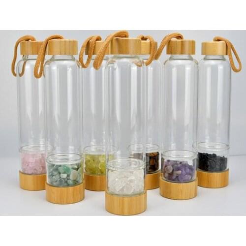 Natural Quartz Crystal Glass Water Bottle Gravel Irregular Stone Cup Point Wand Healing Infused Elixir Cup for gifts#214