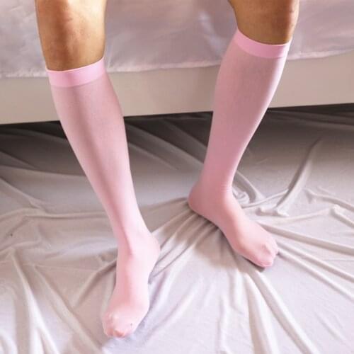 Mens Sexy Ultrathin Socks Stockings Soft Stretchy Breathable Knee High Invisible Seamless Tube Socks Mens Nylon