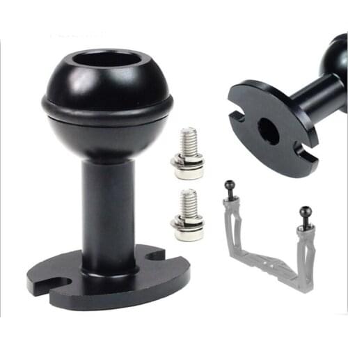 Diving camera ball head base aluminum alloy ball head fixing seat M5 screw hole double hand support ball head connecting seat