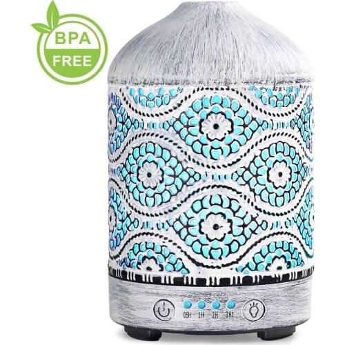 Aroma Diffuser Essential Oil Aromatherapy Metal Diffuser 100mL 7 Color Night Lights for Bedroom 4 Timer Cool Mist Humidifiers