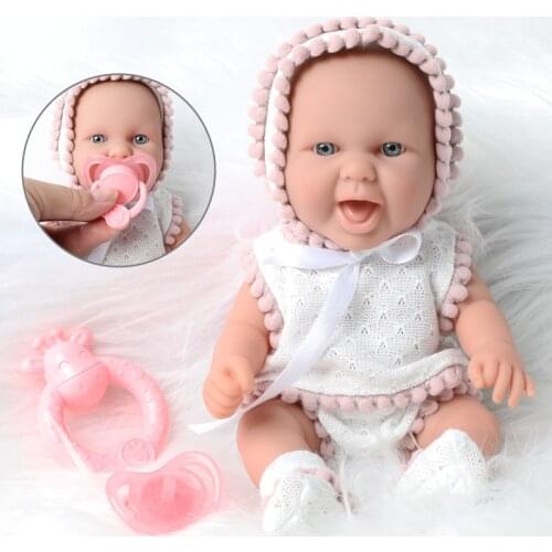 10 inch lifelike bebe reborn doll newborn waterproof education toys 26cm Simulation soft Silicone pacifier Handbell DIY dolls