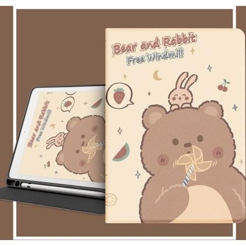 With Pencil Holder Silicone Case for IPad Pro 10.5 11 Air2 10 2 Mini 5 Case Multi-Fold Protective Cover Tablet Anti-fall Stand