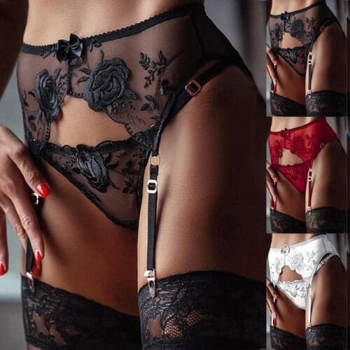 Sexy Black Lace Garter Belt Crotchless Panty with Six Straps Red Suspender Belts for Women Lingerie Stockings Size S-5XL