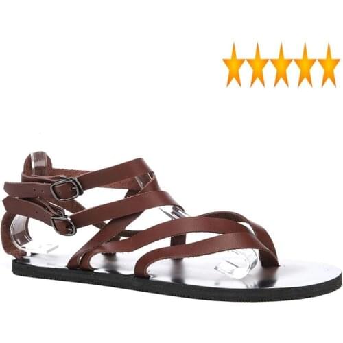 Summer Cross Straps Genuine 2021 Leather Vietnam Mens Casual Flats Flip Flops Beach Sandals Streetwear Gladiator Shoes