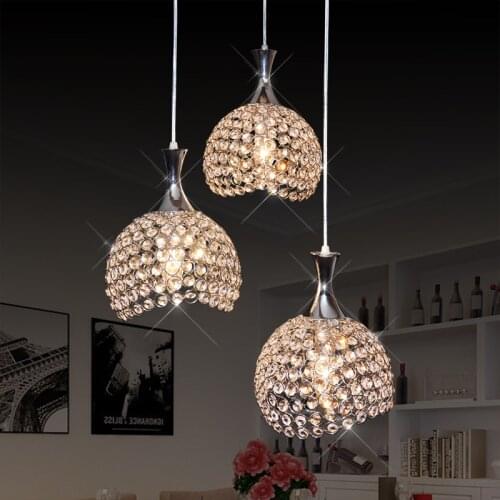 Modern simple three heads Pendant lamps European Personality bar table chandelier lights Dining room creative Crystal droplights