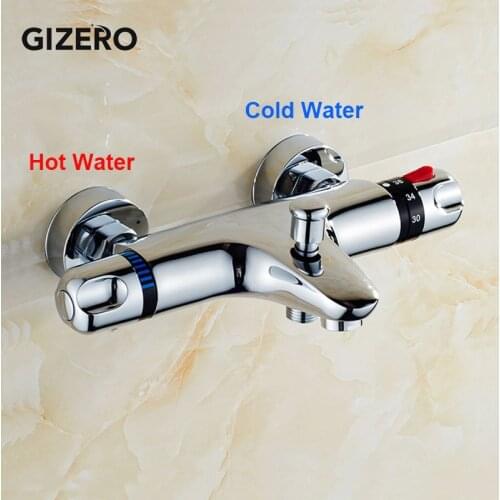 Gizero G1/2' Thermostatic Shower Faucet Bathroom Chrome Thermostat Shower Mixing Valve Temperature Control Water Faucet ZR955