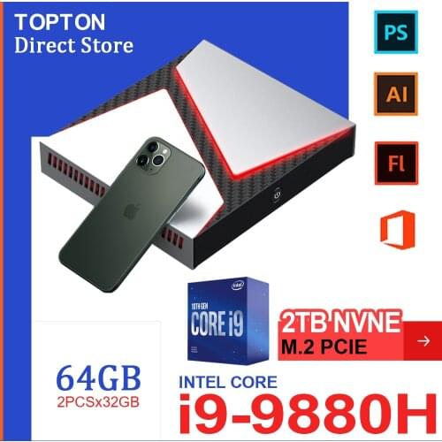 TOPTON Gaming Computer Pc Intel Core i9-9880H DDR4 UHD Graphics 630 GeForce GTX 1650 4GB GDDR5 Graphic 4K HDMI DP Type-C AC WiFi