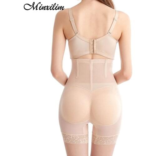 Fake Buttock Butt Lifter Padded Panties High Waist Tummy Control Body Shapers Lace Hem Sexy Women Shapewear Pants