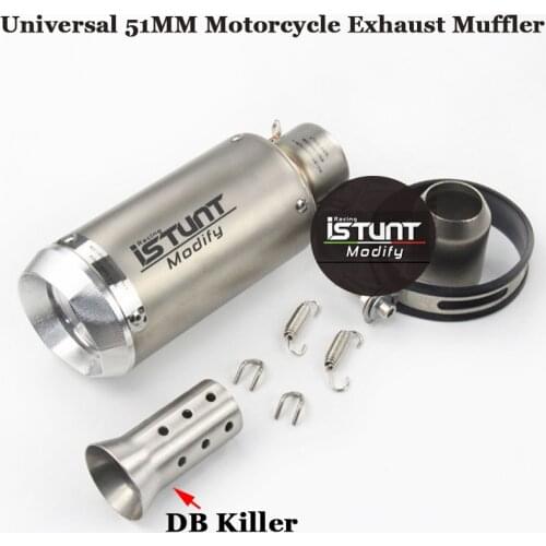 Universal 51MM Motorcycle CNC Exhaust Modified Escape Moto Scooter Muffler GP-project Dirt Bike Exhaust Pipe With DB Killer