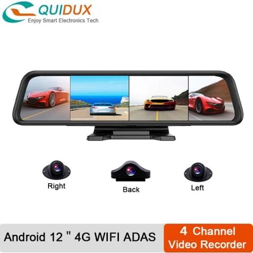 Dashcam 360° Panoramic View 4 Channel Car DVR Cameras Center Console Android 12 Inch Smart Central Control 4G WiFi ADAS GPS
