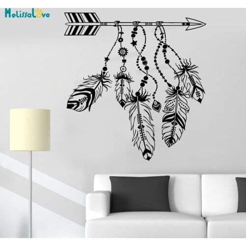 Vinyl Wall Decal Arrow Feathers Dreamcatcher Protective Amulet Stickers Home Decor Living Room Art Poster Unique Gift YY726