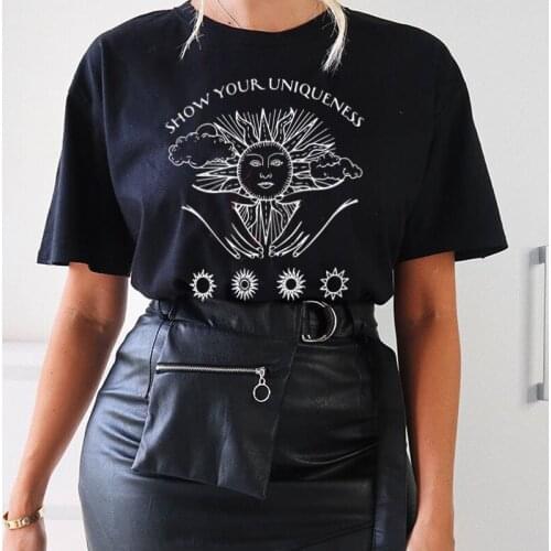 Celestial Slogan Vintage T Shirt Aesthetic Tumblr Graphic Womens T-shirt Short Sleeve Oversize Witch Shirt Fashion Ladies Tops