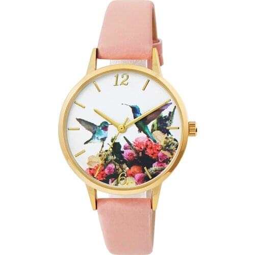 Exquisite Dial Bird Pattern Watch Soft Leather Strap Dress Watch for Women Gift Elegance Design 3D dial Printing Watch