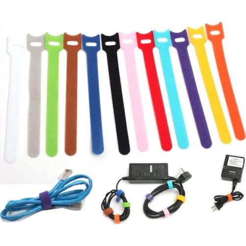 20pcs 1.2X20CM Adhesive Fastener Tape Sticks cable ties Hook and Loop Fasteners stick buckle belt bundle Tape tie Back To Back