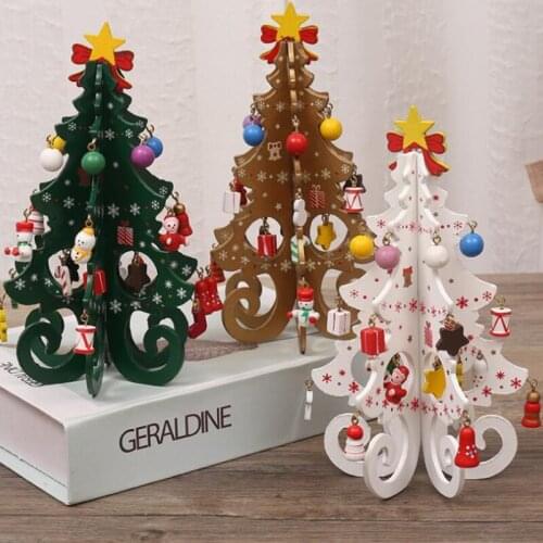 6 pieces of wooden Christmas tree children hand-made diy three-dimensional Christmas tree scene layout Christmas decorations