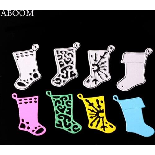 ABOOM 4PCS Christmas Cute Shoes Boots Scrapbooking DIY Sharp Metal Carbon Steel Cutting Dies Book Photo Album Art Card Dies Cut