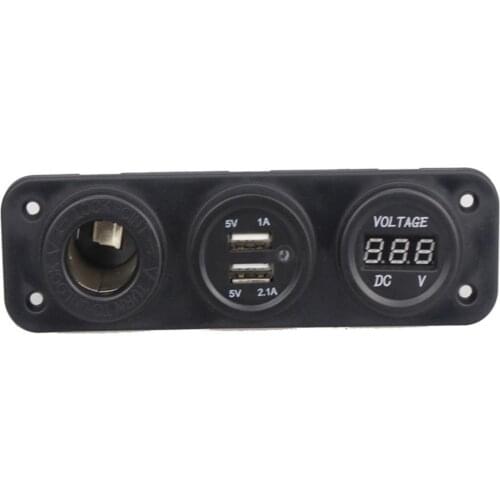 3 IN 1 Car Boat 5V 3.1A ual USB Charger+Cigarette Lighter Port+12V Voltmeter