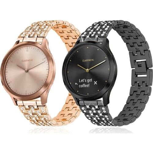 20mm 22mm Stainless Steel Diamond Band for Garmin Watch Vivoactive 4 3 Strap Watchband Vivomove HR Active Smart Watch Bracelet