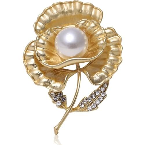 Fashion Elegant Flower Brooch Multi-petal Flower-shaped Pearl Brooch Dress Jewelry Beautiful Accessories Clothing Brooch
