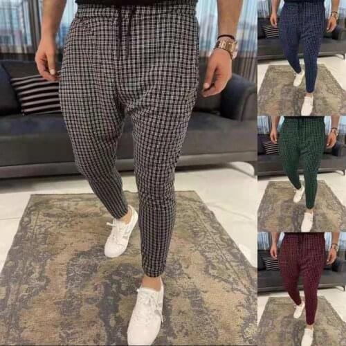 2021New Men Casual Plaid Pants Men Trousers Slim Fit Streetwear Clothing Sweatpants Joggers Casual Business Pants