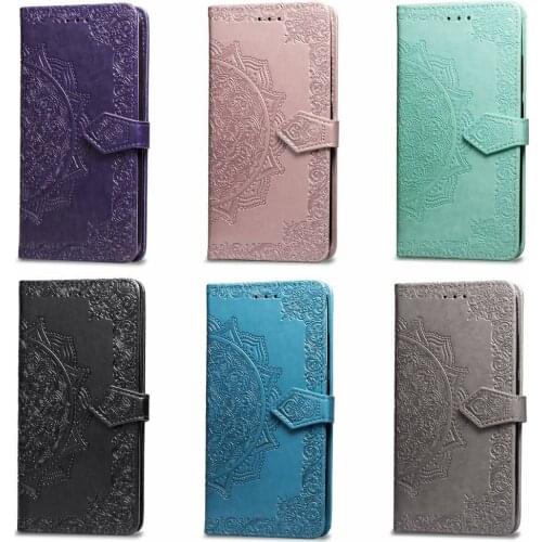 Case For Iphone 11 Pro XR XS MAX 8 7 6 Imprint Flower Wallet Leather For Galaxy S20 Ultra A01 A21 A81 A91 Card Slot Cover 60PCS