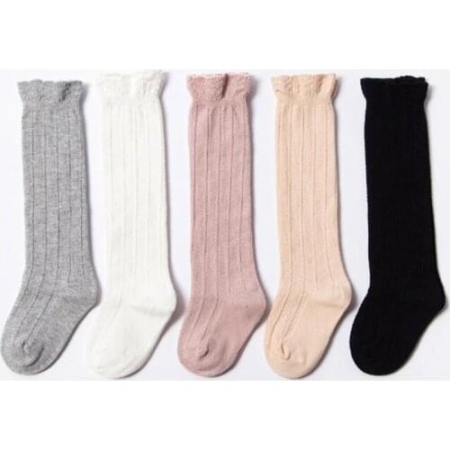 Baby Cotton Long Tube Socks Princess Solid Color Lace Socks Kids Girls Sock Spring Autumn Cute Newborn Hot Sell