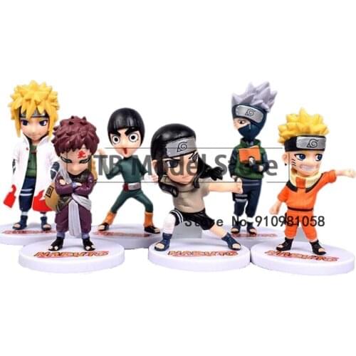 Naruto Figure Anime Action Figurines 8CM Q Version Shippuden Kakashi Hatake Figma Statue Collection Desktop Sabaku No Gaara Toys
