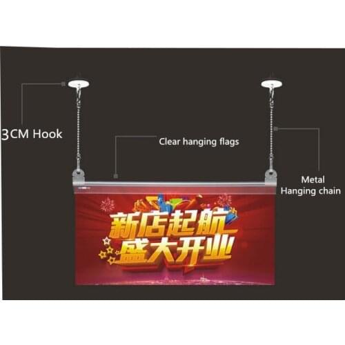 Hot sale Supermarket Pop Poster Hanging Rails Flags Hanging Strip Poster Clip Hanger Frame Ceiling Mounted Banner display Holder