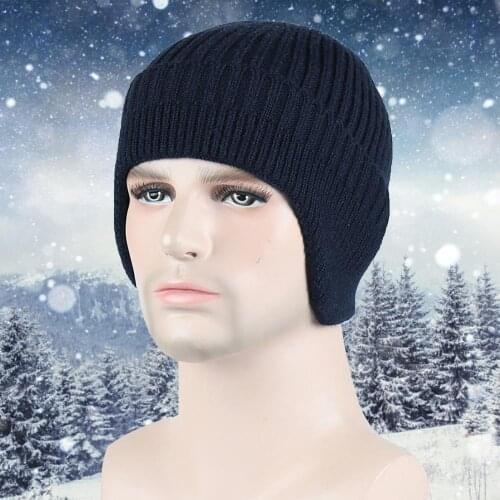 50% Hot Sales Unisex Winter Winter Solid Color Earflap Knitted Hat Outdoor Riding Supplies