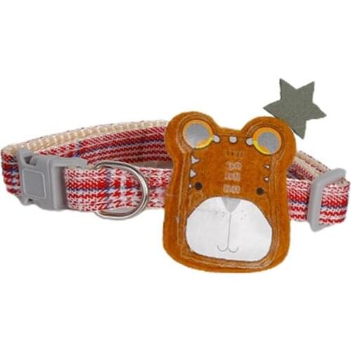 Pet Collar Cartoon Bear Design Wear-resistant Nylon Adjustable Puppy Necklace Cat Collar for Daily Life