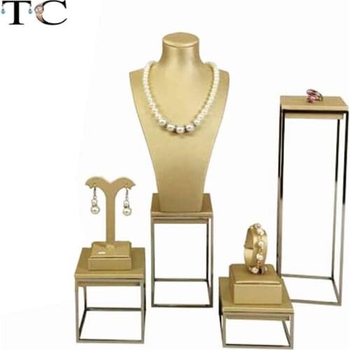 Quality Plating Stainless Steel Jewelry Earring Display Necklace Showcase Jewelry Windows Display Rack Stand Holder
