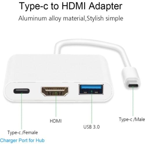 Kebidu Newest Type-C USB C to HDMI-compatible Adapter Cable USB 3.1 Type c Charging Converter Male to Female Digital AV Adapter