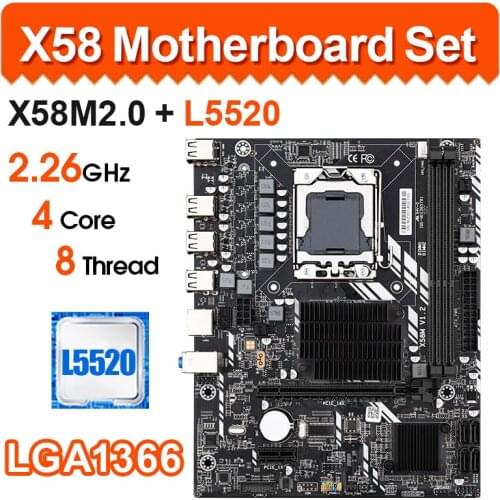 X58M LGA1366 Kit dual Channel X58 Motherboard Set with L5520 CPU Support ddr3 ECC REG,Desktop RAM