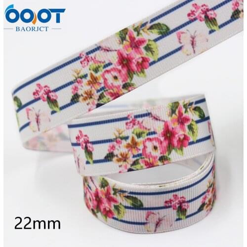 7/8“ 10yardsFlowers Printed Grosgrain Ribbon Ribbons For Hair Bows Ribbon For Gift Wrapping Ribbon For Crafts ,L-20922-1058