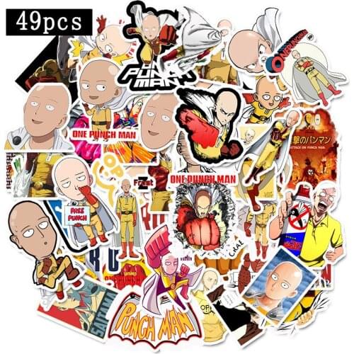 49Pcs/lot Anime ONE PUNCH-MAN Stickers For Motorcycle Bicycle Car Laptop Phone Skateboard Cartoon Waterproof Cool Stickers