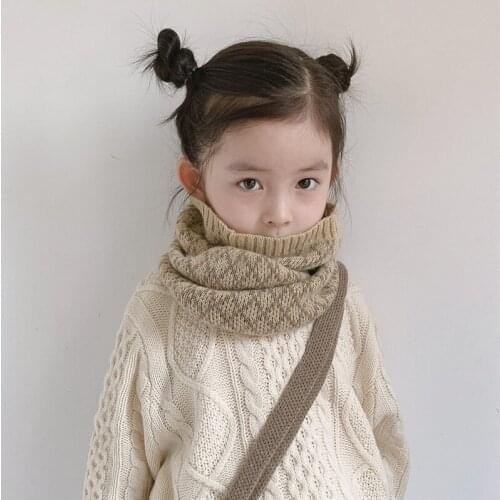 New style warm knitted Jacquard scarf for boys and girls in autumn and winter Korean version of baby rhombus check wool scarf