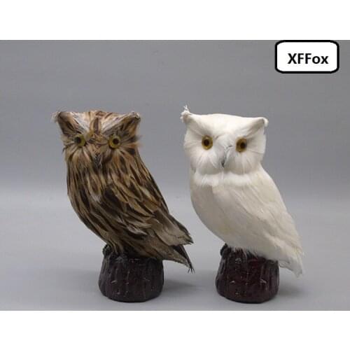 A pair of simulation owl models polyethylene&fur owl dolls home decoration gift about 19x9x11cm xf2401