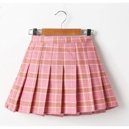 Girl Pleated Skirt Safety College Casual Western Style All-match Childrens Stuents Plaid Skirt Teen Girl 2 4 6 10 12 14 16 Yrs