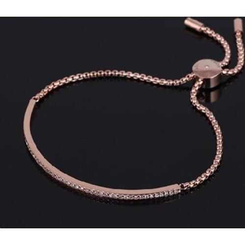 Simple semi-circular arc-encrusted zircon pull bean pull rope adjustable bracelet