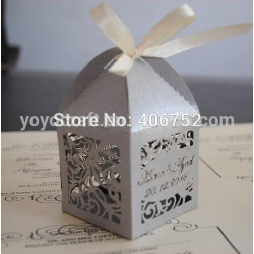 Silver laser cut wedding favours Packaging cupcake boxes for baby shower