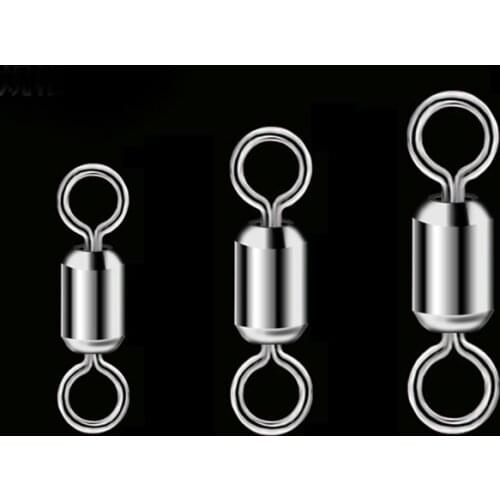 50pcs Ball Bearing Swivel Solid Ring Fishing Connector Barrel Rolling Swivel Lure Goods For Fishing Sea Fishing Accessories Tool