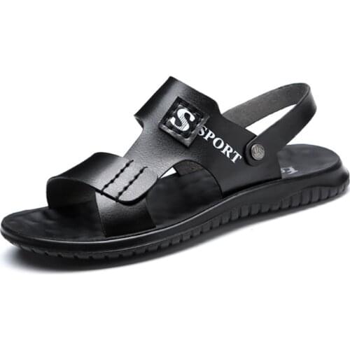 2021 Men Summer Leather Sandals Flat Home Slippers Bath Outdoor Beach Shoes Flip Flops Fashion Brand Shoes Indoor Slides Man