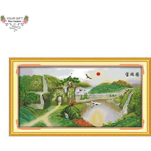 Your Gift F145 14CT 11CT Counted and Stamped Home Decor Chinese Fengshui Baorui Picture Needlework Embroidery Cross Stitch kits