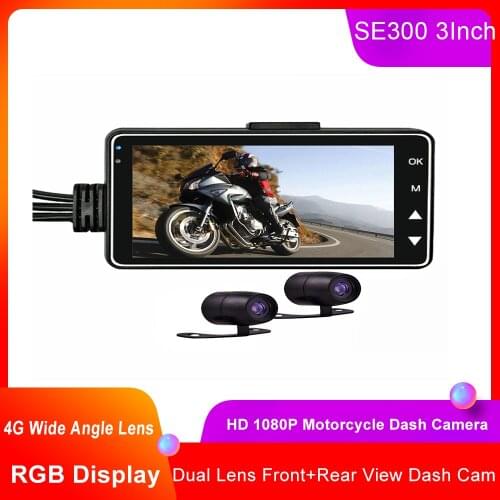 SE300 Waterproof Motorcycle Dash Camera HD 1080P DVR Dual Lens Front+Rear View Dash Cam Wide Angle Motorbike Video Recorder 2021
