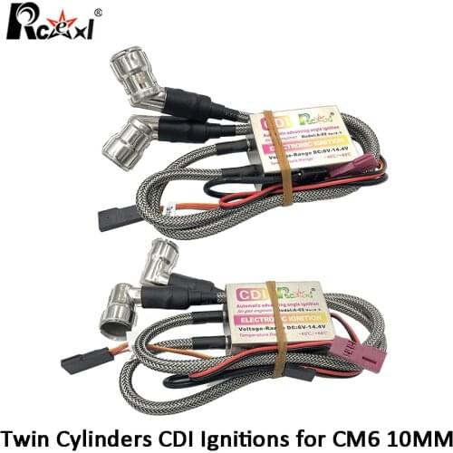 Rcexl Twin Cylinders CDI Ignitions for CM6 10MM 90 or 120 Degree DLE111Compatible